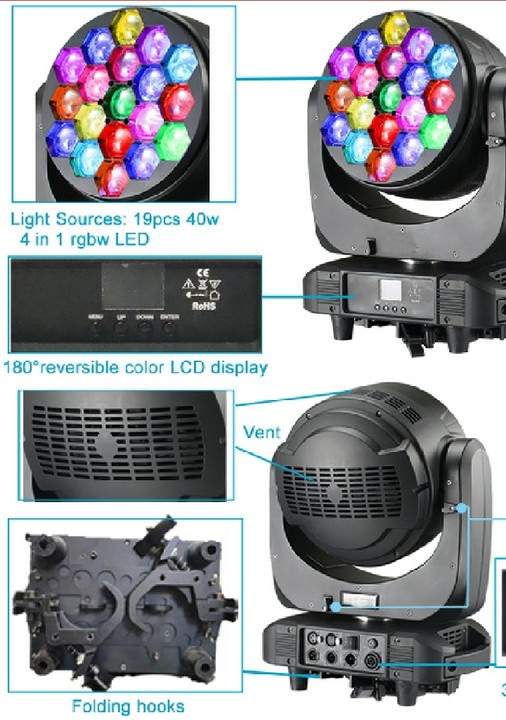 Bee Eye Zoom 19*40w Moving Headd LED Light Stage Zoom Wash Light